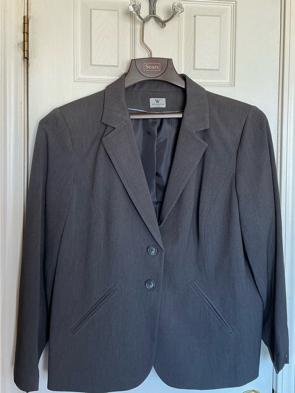 Vintage Worthington grey women’s tailored two button blazer Sz 20 classic preppy